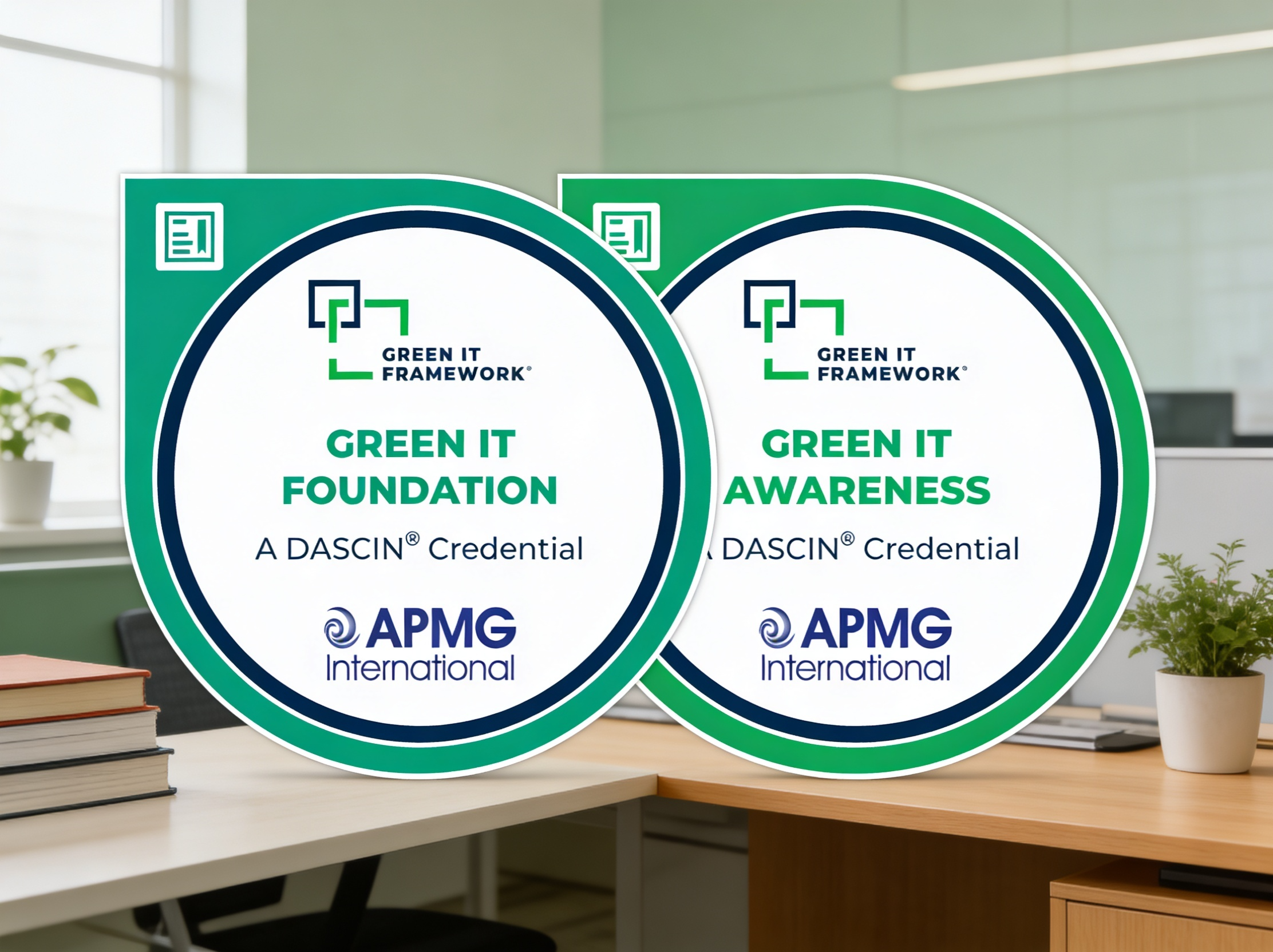 DASCIN Green IT certification credentials — Green IT Awareness and Green IT Foundation, examined by APMG International